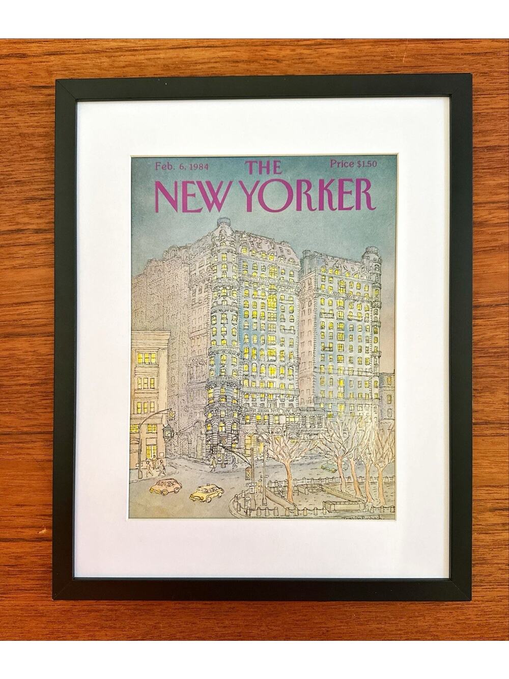 Framed 1984 New Yorker Magazine Feb 6 Cover Van Rynbach Manhattan Apt Building